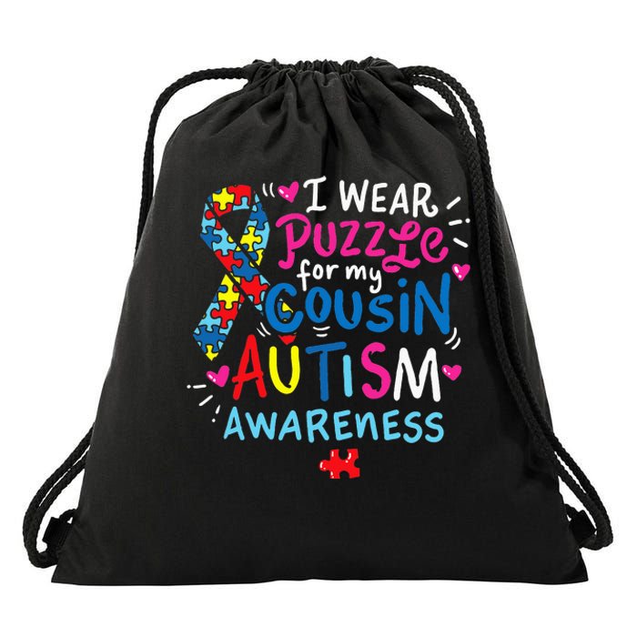 Autism Awareness Cousin funny support awareness month Drawstring Bag