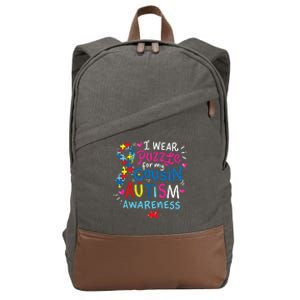 Autism Awareness Cousin funny support awareness month Cotton Canvas Backpack