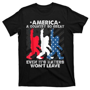 America A Country So Great Bigfoot American Flag 4H Of July T-Shirt