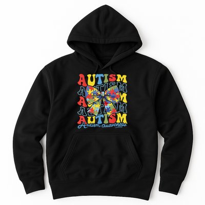 Autism Awareness Coquette Bow Autism Awareness Day Puzzle Hoodie