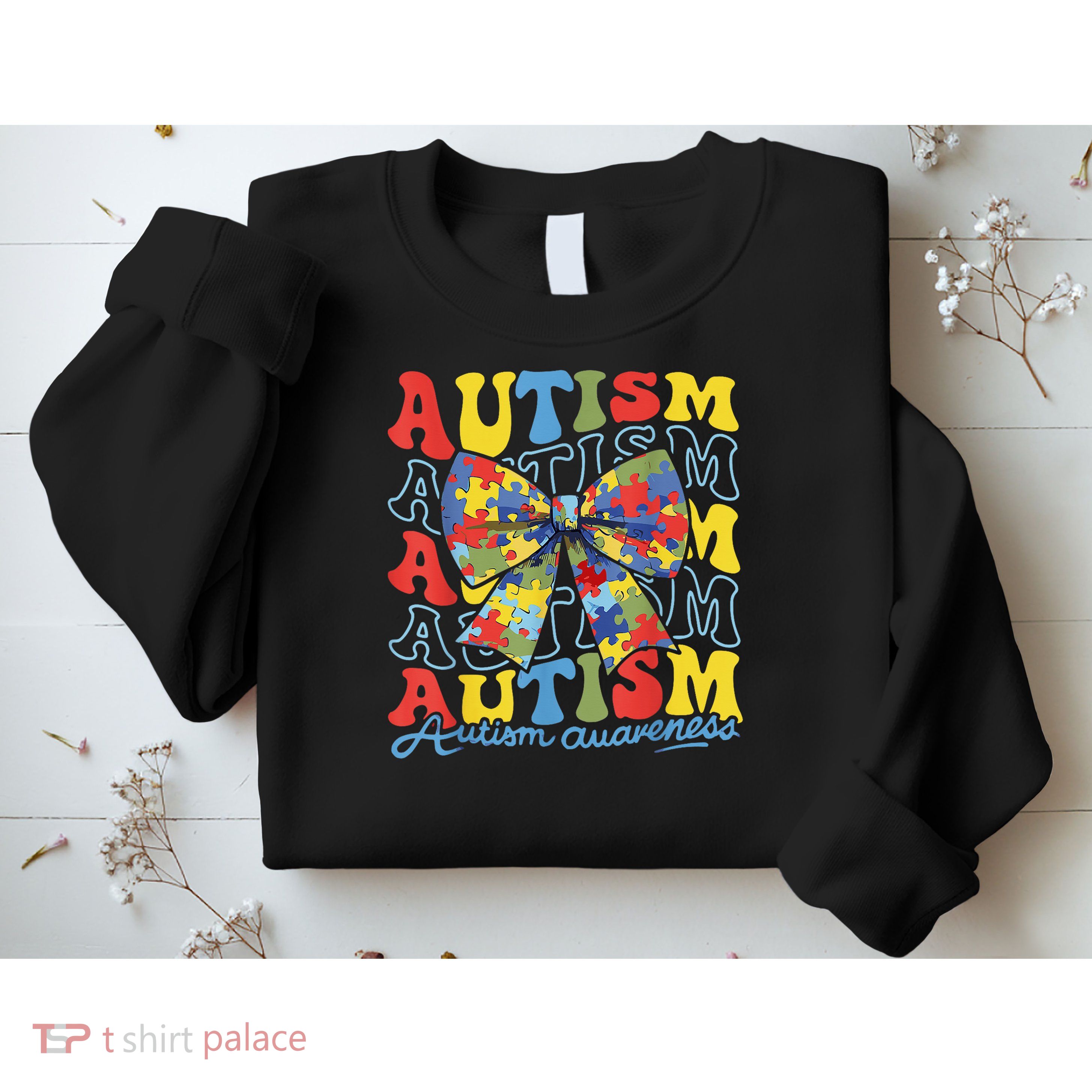Autism Awareness Coquette Bow Autism Awareness Day Puzzle Sweatshirt