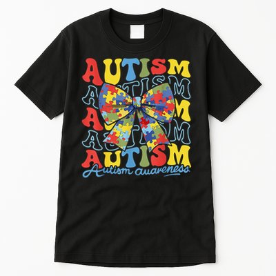 Autism Awareness Coquette Bow Autism Awareness Day Puzzle Tall T-Shirt