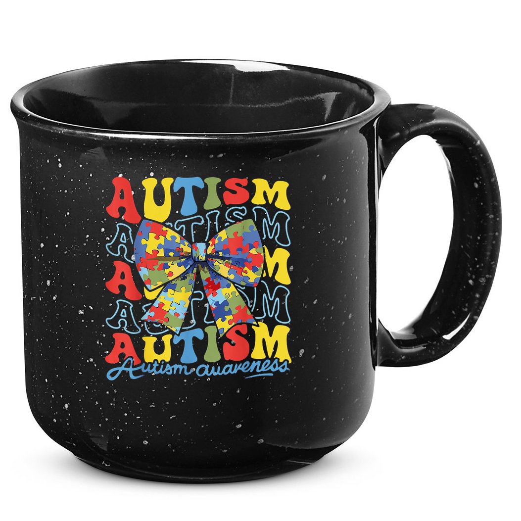 Autism Awareness Coquette Bow Autism Awareness Day Puzzle 15oz Campfire Ceramic Mug
