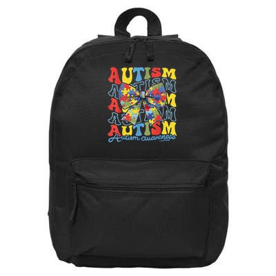 Autism Awareness Coquette Bow Autism Awareness Day Puzzle 16 in Basic Backpack