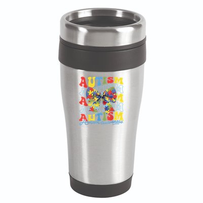 Autism Awareness Coquette Bow Autism Awareness Day Puzzle 16oz Travel Tumbler