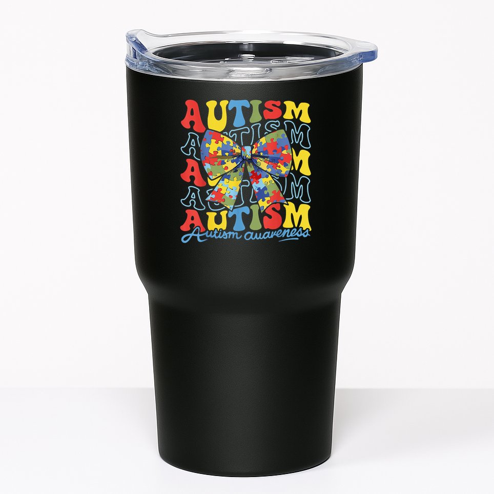 Autism Awareness Coquette Bow Autism Awareness Day Puzzle Tumbler