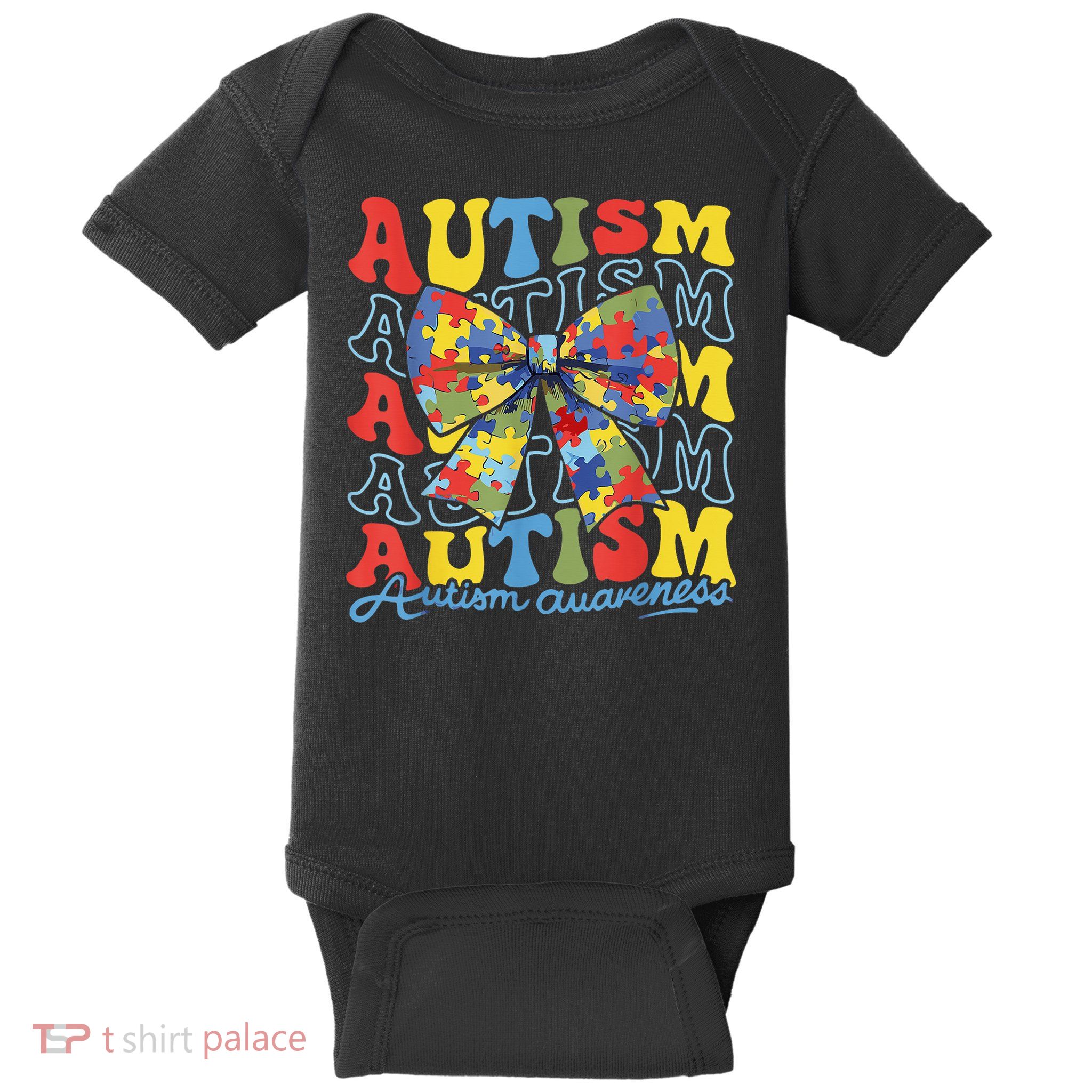 Autism Awareness Coquette Bow Autism Awareness Day Puzzle Baby Bodysuit
