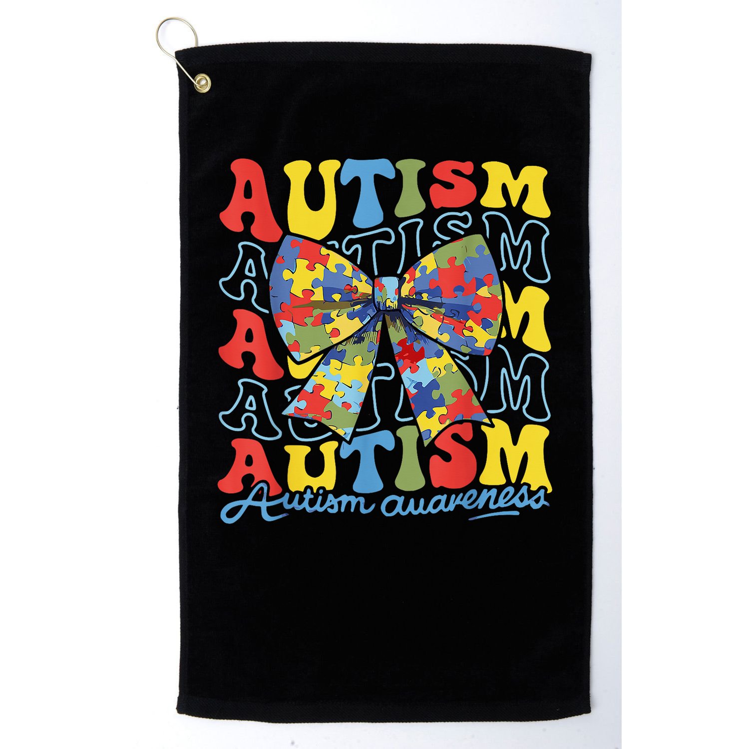 Autism Awareness Coquette Bow Autism Awareness Day Puzzle Golf Towel