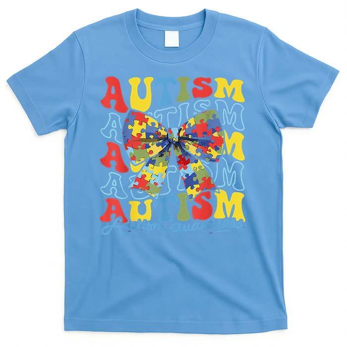 Autism Awareness Coquette Bow Autism Awareness Day Puzzle T-Shirt