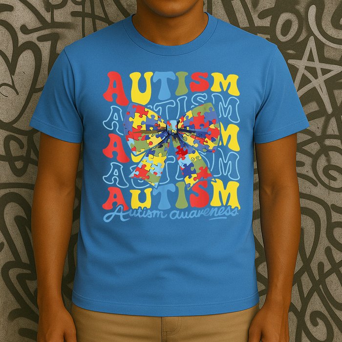 Autism Awareness Coquette Bow Autism Awareness Day Puzzle T-Shirt