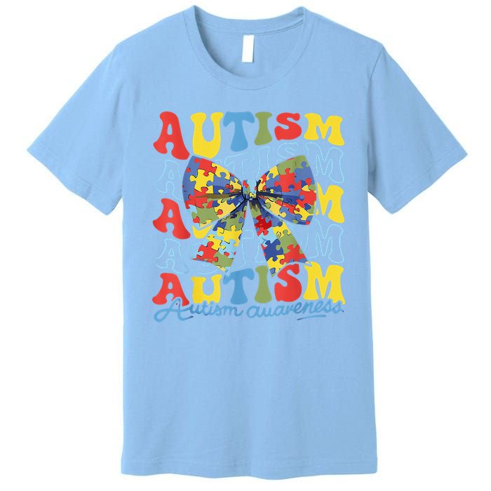Autism Awareness Coquette Bow Autism Awareness Day Puzzle Premium T-Shirt