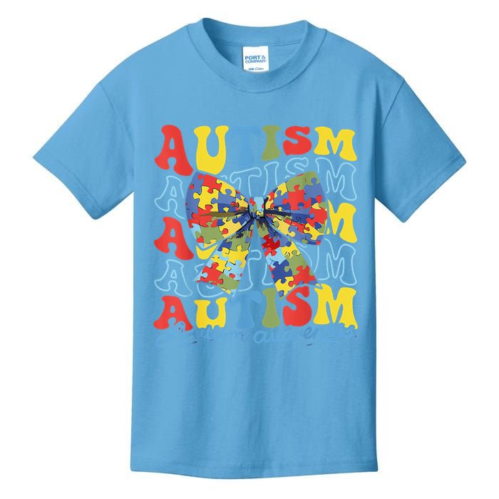 Autism Awareness Coquette Bow Autism Awareness Day Puzzle Kids T-Shirt