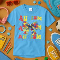 Autism Awareness Coquette Bow Autism Awareness Day Puzzle Kids T-Shirt