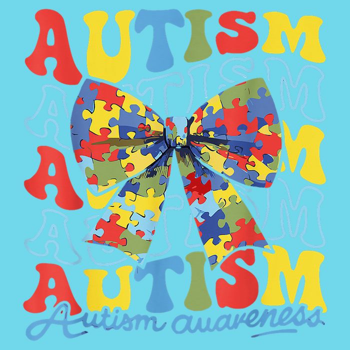Autism Awareness Coquette Bow Autism Awareness Day Puzzle Kids T-Shirt