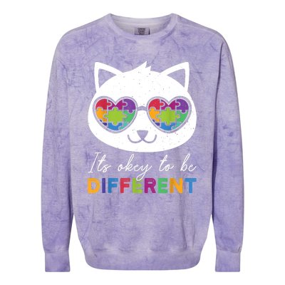 Autism Awareness Cat Warrior It's Ok To Be Different Colorblast Crewneck Sweatshirt