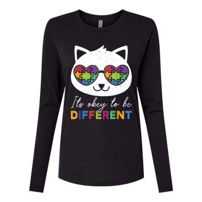 Autism Awareness Cat Warrior It's Ok To Be Different Womens Cotton Relaxed Long Sleeve T-Shirt