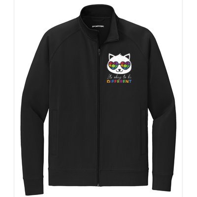 Autism Awareness Cat Warrior It's Ok To Be Different Stretch Full-Zip Cadet Jacket