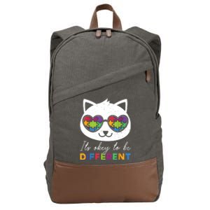 Autism Awareness Cat Warrior It's Ok To Be Different Cotton Canvas Backpack