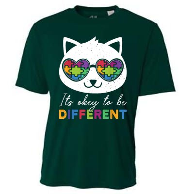 Autism Awareness Cat Warrior It's Ok To Be Different Cooling Performance Crew T-Shirt