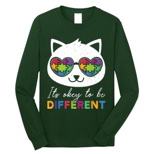 Autism Awareness Cat Warrior It's Ok To Be Different Long Sleeve Shirt