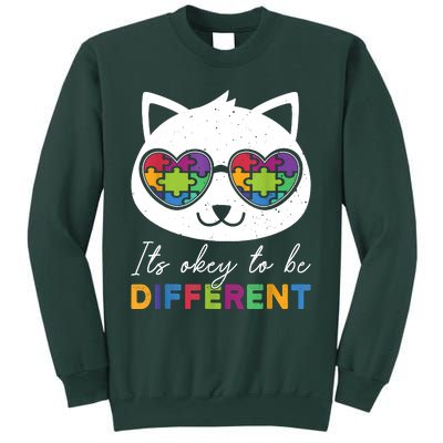 Autism Awareness Cat Warrior It's Ok To Be Different Sweatshirt