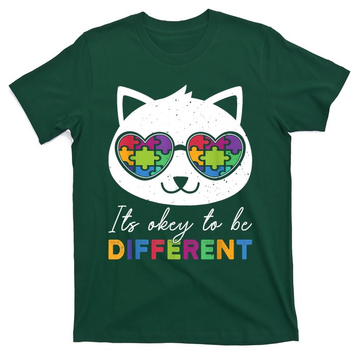 Autism Awareness Cat Warrior It's Ok To Be Different T-Shirt