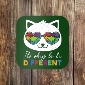 Autism Awareness Cat Warrior It's Ok To Be Different Coaster