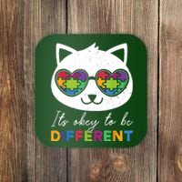 Autism Awareness Cat Warrior It's Ok To Be Different Coaster