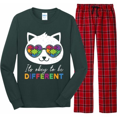 Autism Awareness Cat Warrior It's Ok To Be Different Long Sleeve Pajama Set