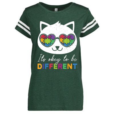 Autism Awareness Cat Warrior It's Ok To Be Different Enza Ladies Jersey Football T-Shirt