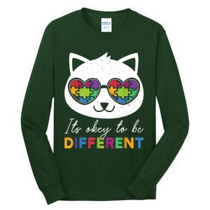 Autism Awareness Cat Warrior It's Ok To Be Different Tall Long Sleeve T-Shirt