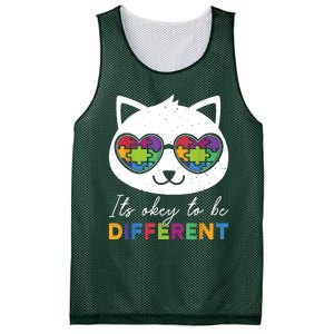 Autism Awareness Cat Warrior It's Ok To Be Different Mesh Reversible Basketball Jersey Tank