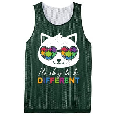 Autism Awareness Cat Warrior It's Ok To Be Different Mesh Reversible Basketball Jersey Tank