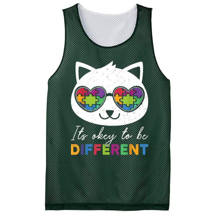 Autism Awareness Cat Warrior It's Ok To Be Different Mesh Reversible Basketball Jersey Tank