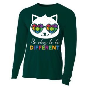 Autism Awareness Cat Warrior It's Ok To Be Different Cooling Performance Long Sleeve Crew