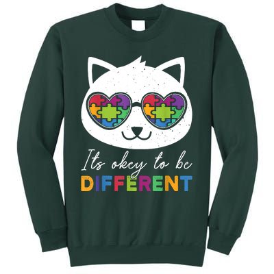 Autism Awareness Cat Warrior It's Ok To Be Different Tall Sweatshirt