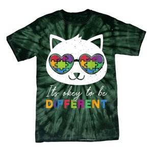 Autism Awareness Cat Warrior It's Ok To Be Different Tie-Dye T-Shirt