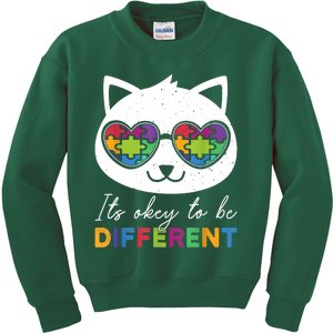 Autism Awareness Cat Warrior It's Ok To Be Different Kids Sweatshirt