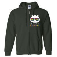 Autism Awareness Cat Warrior It's Ok To Be Different Full Zip Hoodie