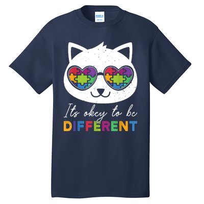 Autism Awareness Cat Warrior It's Ok To Be Different Tall T-Shirt