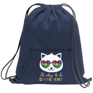 Autism Awareness Cat Warrior It's Ok To Be Different Sweatshirt Cinch Pack Bag