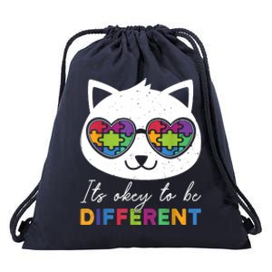 Autism Awareness Cat Warrior It's Ok To Be Different Drawstring Bag