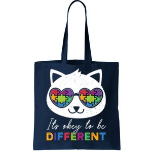 Autism Awareness Cat Warrior It's Ok To Be Different Tote Bag