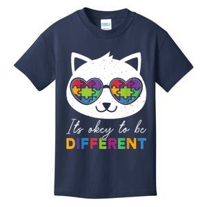 Autism Awareness Cat Warrior It's Ok To Be Different Kids T-Shirt