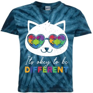 Autism Awareness Cat Warrior It's Ok To Be Different Kids Tie-Dye T-Shirt