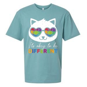 Autism Awareness Cat Warrior It's Ok To Be Different Sueded Cloud Jersey T-Shirt