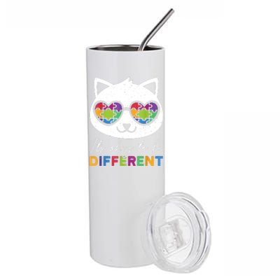 Autism Awareness Cat Warrior It's Ok To Be Different Stainless Steel Tumbler