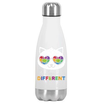 Autism Awareness Cat Warrior It's Ok To Be Different Stainless Steel Insulated Water Bottle