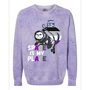 Asexual Astronaut Cat Retro Space Is My Place Ace Asexuality Gift Colorblast Crewneck Sweatshirt