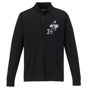 Asexual Astronaut Cat Retro Space Is My Place Ace Asexuality Gift Performance Long Sleeve Polo